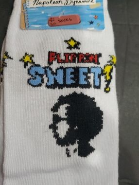 Napoleon Dynamite flipping sheet graphic printed white gray socks brand new